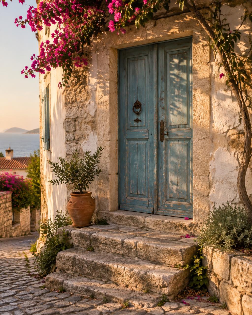 The door of an old stone house in Bozcaada